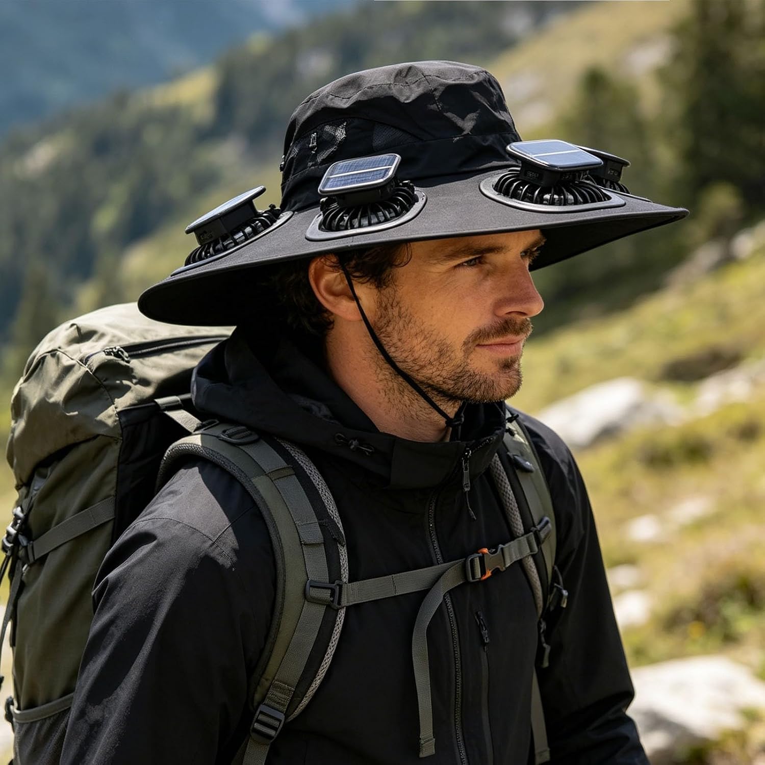 Outdoor Camping Hat - Czapka z daszkiem z 6 wentylatorami