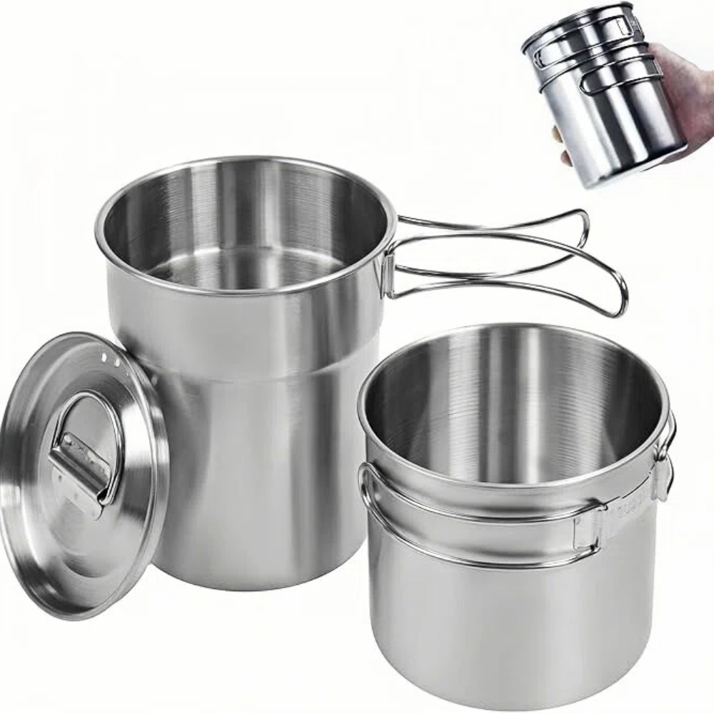 Camp Utensil Set - Składane kubki kempingowe, naczynia kempingowe, garnek
