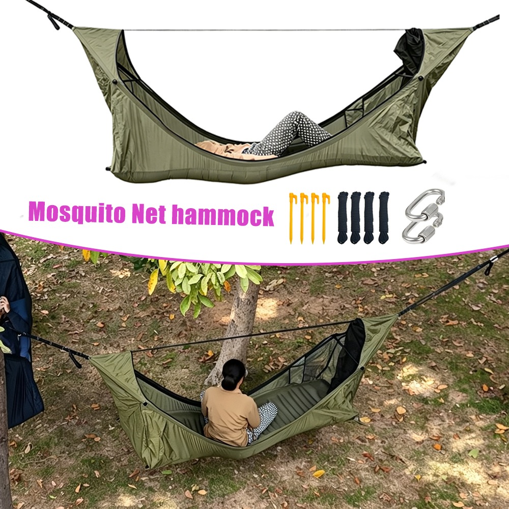 Outdoor Camping Mosquito Net - Płaski hamak z moskitierą, huśtawka, namiot