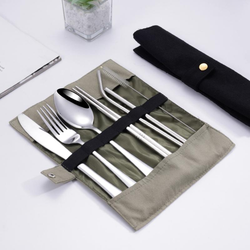 Camp Utensil Set - 8-częściowy zestaw sztućców podróżnych ze stali