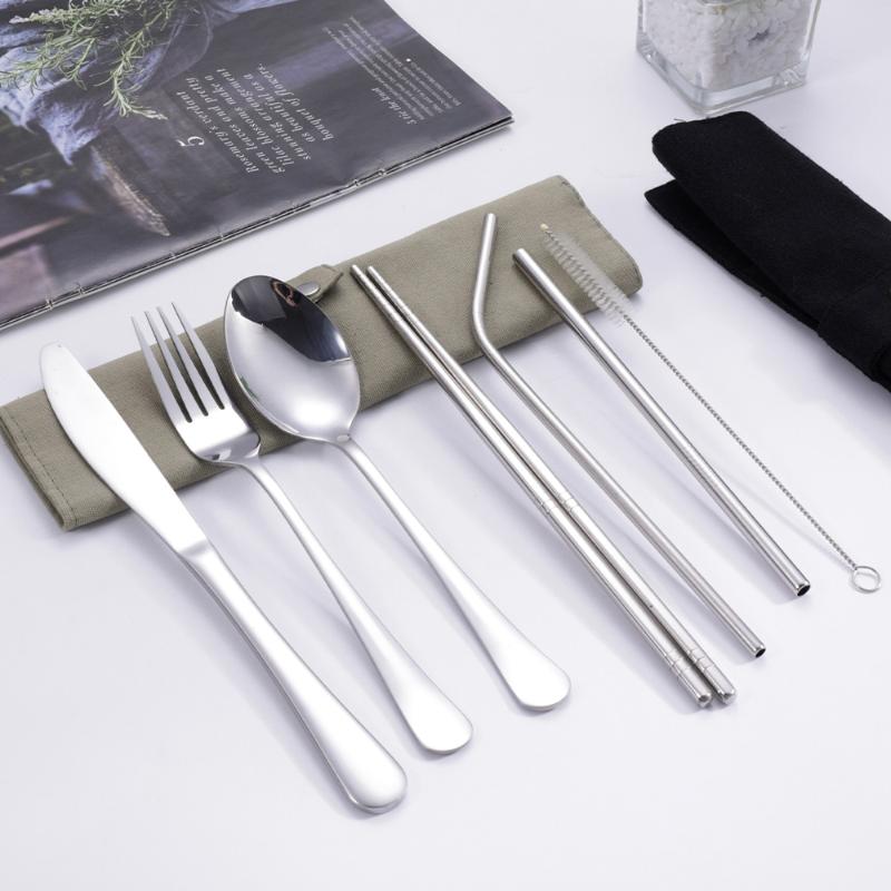 Camp Utensil Set - 8-częściowy zestaw sztućców podróżnych ze stali