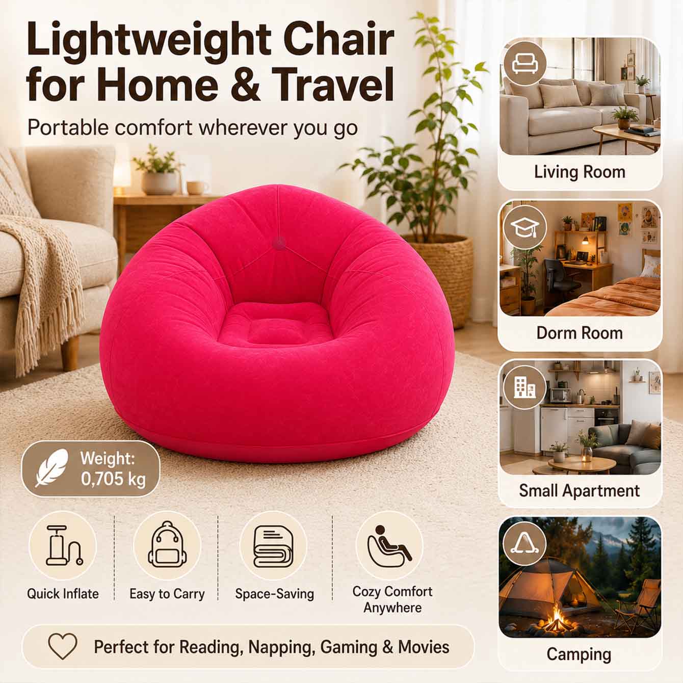 1 szt. Nadmuchiwane pufy do si – Outdoor Camping Couch recenzja i cena