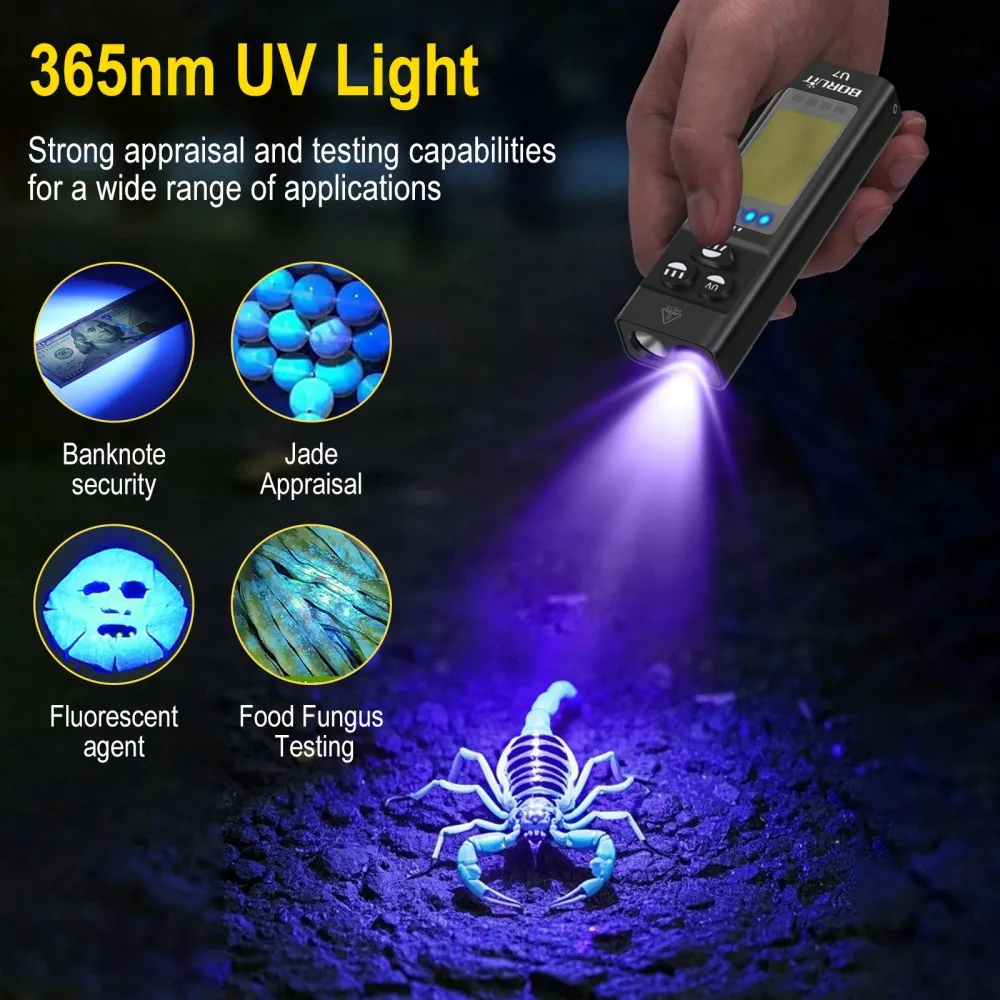 Latarka EDC BORUiT U7 UV LED 1 – Outdoor Camping Adventure recenzja i cena